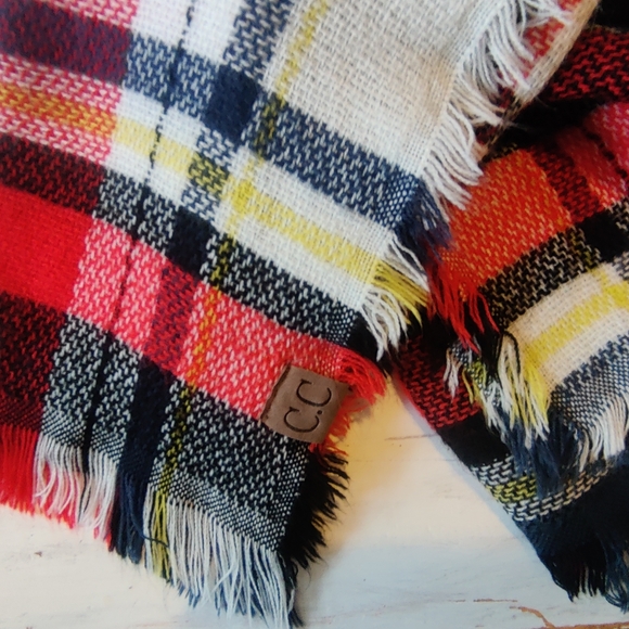 CeCe Accessories - 💛 Limited Time Sale💛CeCe Vibrant Plaid Scarf in Red, Black, Yellow, and White
